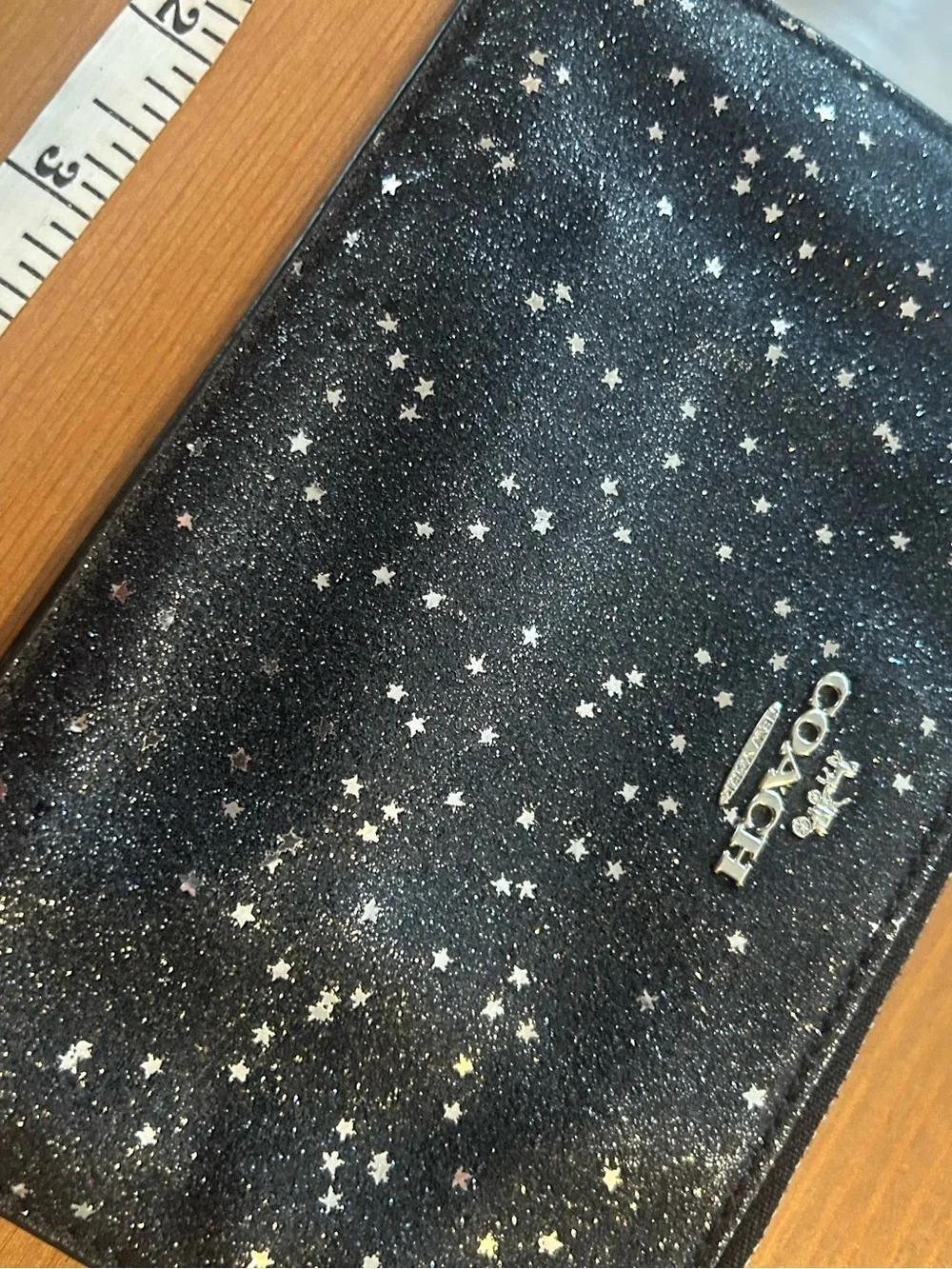 Coach Black Sparkly Star-Print Wristlet